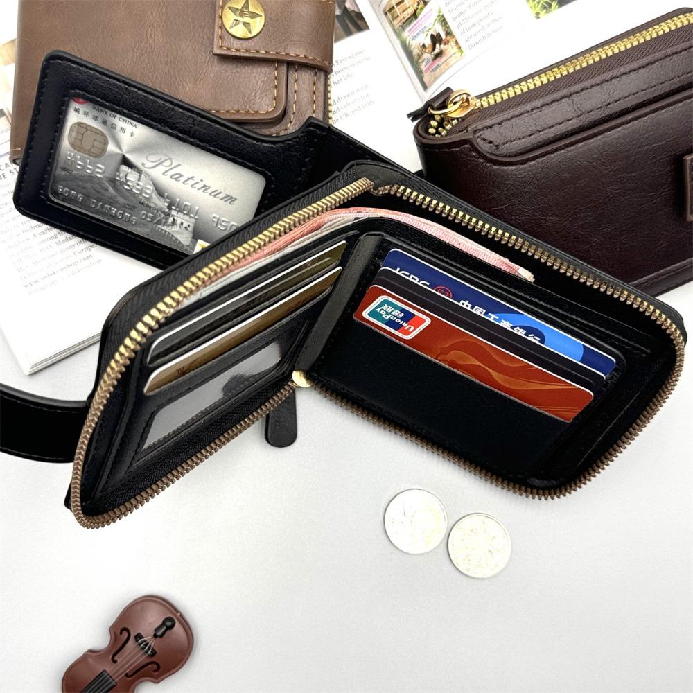 Vintage Men's Wallet Hasp Zipper Clutch Storage Bag Portable Card Bag  Outgoing