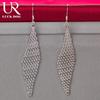 925 Sterling Silver Interwoven Mesh Hanging Piercing Earrings Fashionable Wedding Jewelry