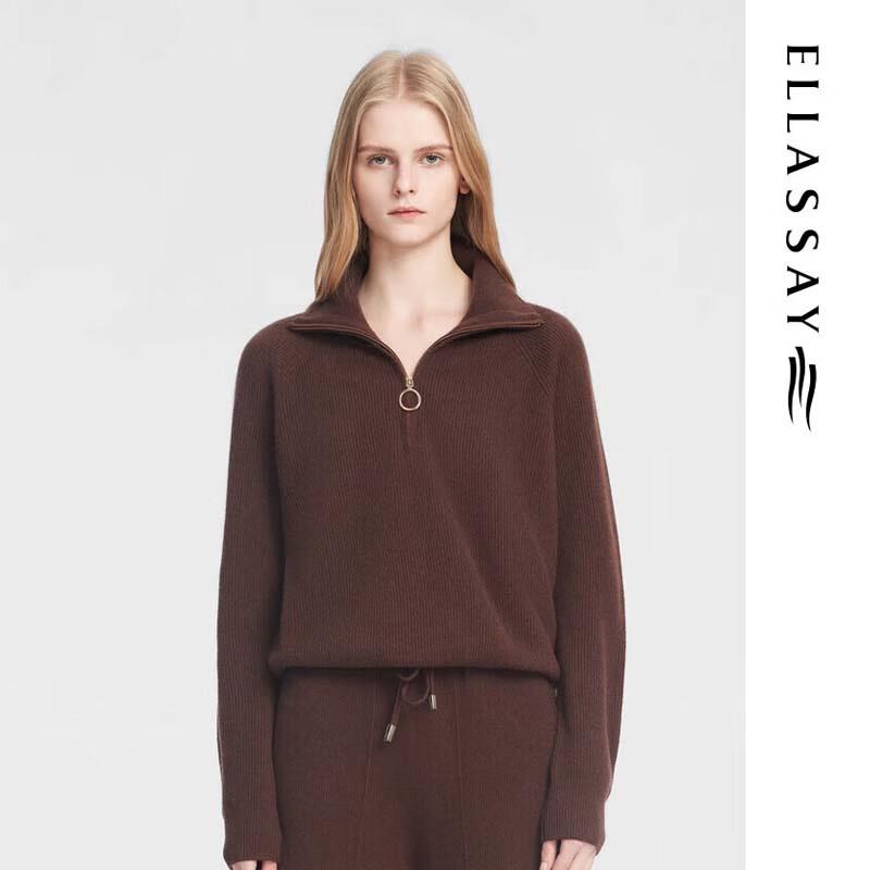 ELLASSAY Women's Elegant Retro Lapel Knit Sweater