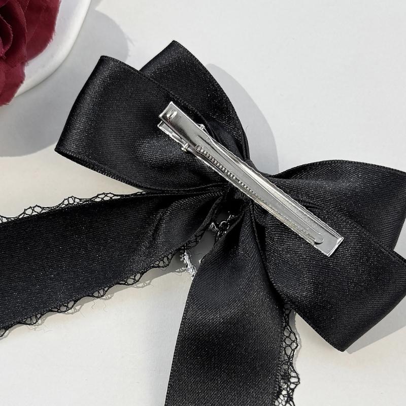 Romance Hair Bows Hair Styling Accessory with Delicate Lace And Ribbon Design Heart Charm Hair Clip for Women