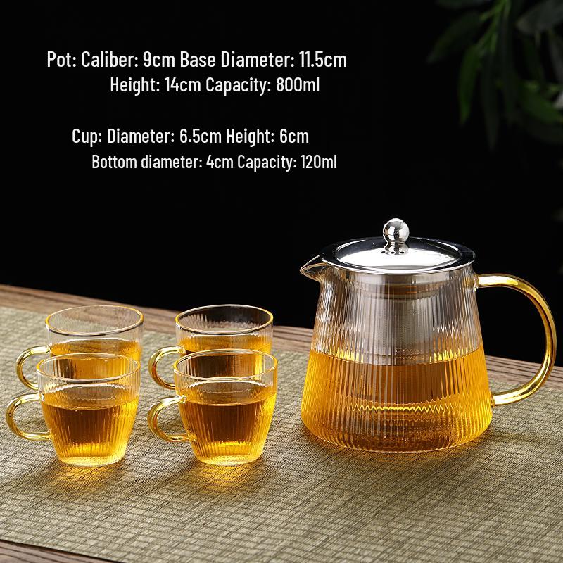 2026 Thickened Glass Teapot with Integrated Infuser – High-Temperature Resistant for Home Brewing