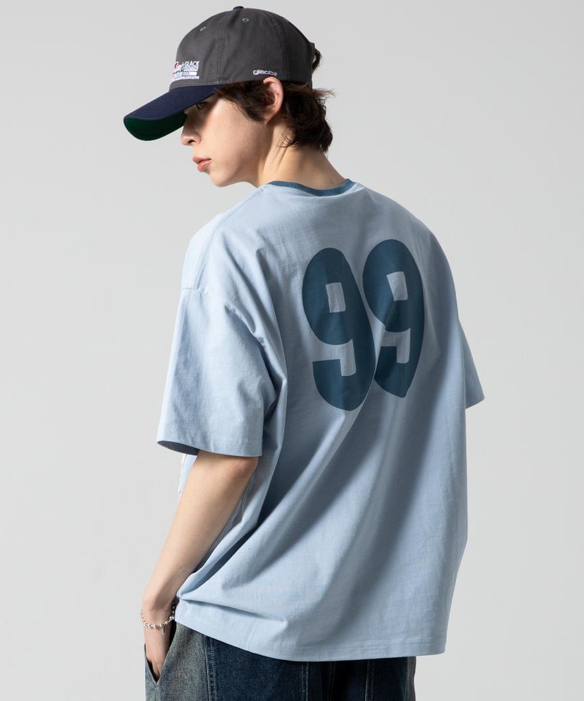 GLACK Gt124 Numbering Star Applique T-Shirt (Blue)