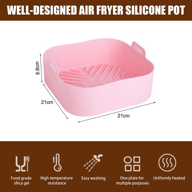 Silicone Air Fryer Basket Liners Reusable Air Fryer Silicone Pot Tray Heat Resistant Food Baking For Air Fryer Oven Accessories