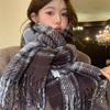 2025 Korean Style Plaid Cashmere Scarf for Men & Women – Retro, Warm, Versatile