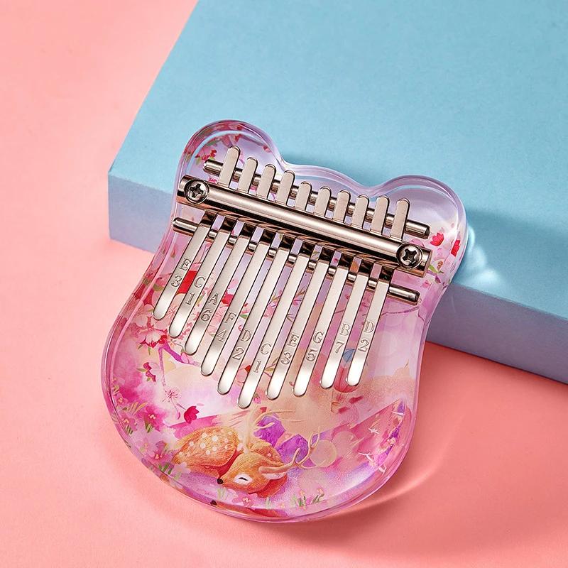 Mini 10 Keys Acrylic Thumb Piano Crystals Finger Piano Keyboard Instrument With Learning Book Gifts For Adult Kids