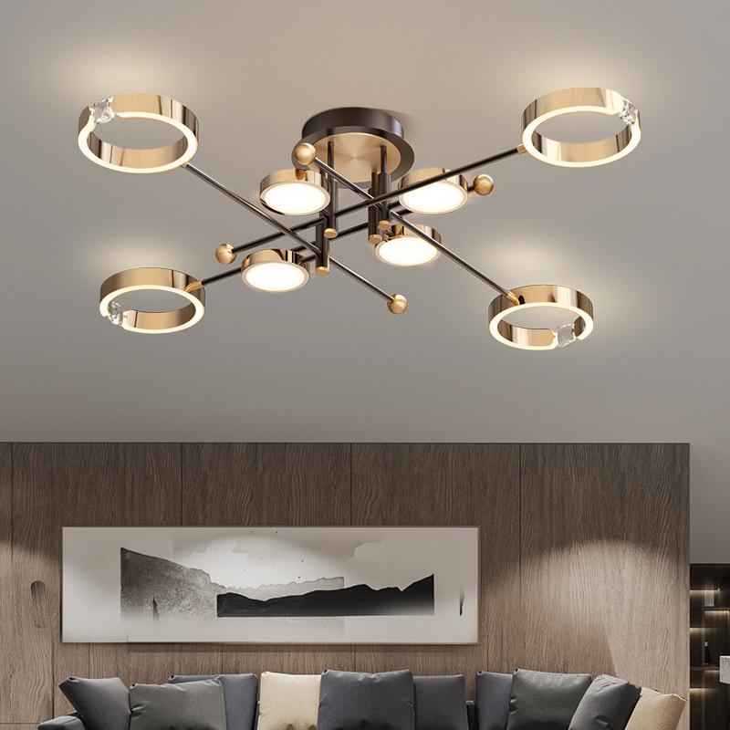 

Современная минималистская скандинавская люстра для гостиной с бриллиантовым кольцом, потолочный светильник для спальни 8 headlights золотой