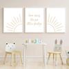 Modern Minimalist Nursery Wall Art Prints, Here Comes the Sun, Quote Poster, Boho Kids Room Decor, Canvas Painting, Baby Shower