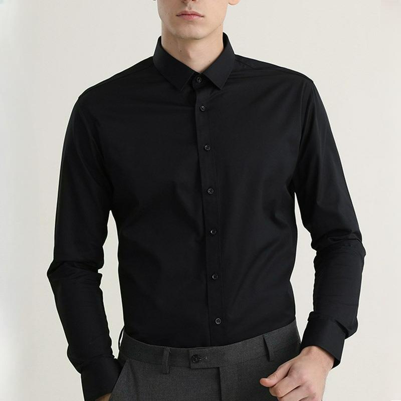 Long-sleeved White Shirt Men's Solid Color Stretch Slim-fit Non-iron Anti-wrinkle Business Casual Men's Professional Shirt