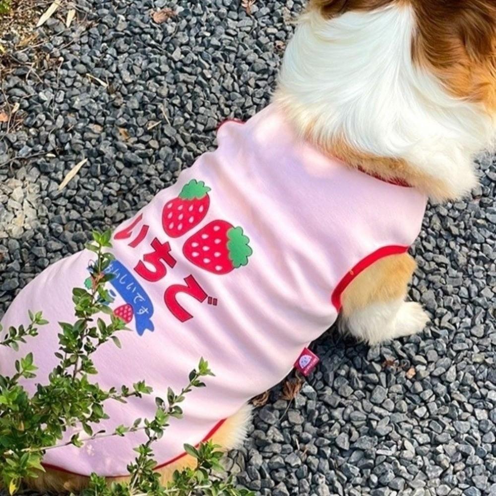 Breathable Dog Vest Strawberry Pattern Cooling Vest Cute Dog Tank Top Daily Wear