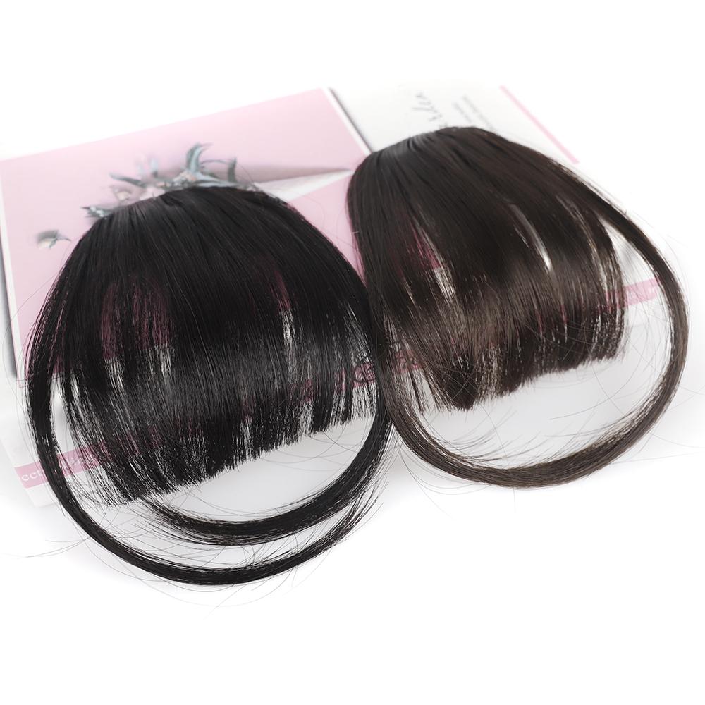 Synthetic Air Bangs Clip In Hair Extension 3D Air Style Hairpieces Neat Front False Fringe Thin Fake Hair Bangs For Women Girls