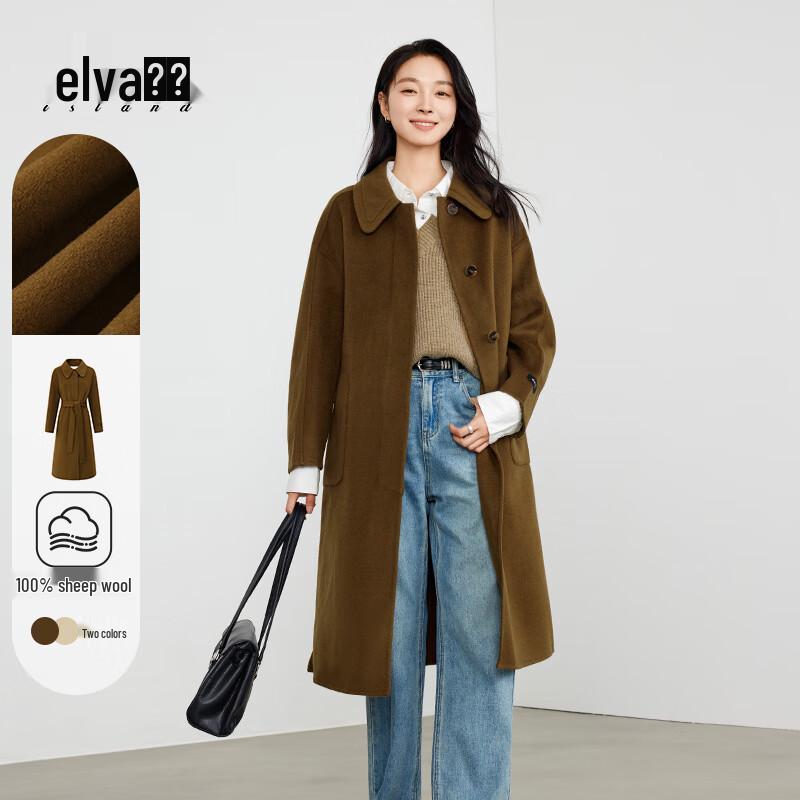 

Elva Island Women s Thickened Wool Double-faced Coat S