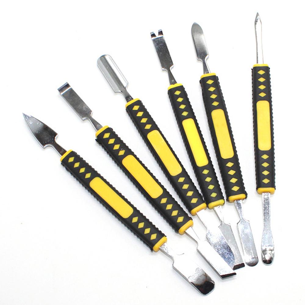 6 in 1 Mobile Phone Prying Tool Kit Dual End Metal Scraper Crowbar Heavy Duty Professional Smartphone Tablet Repair