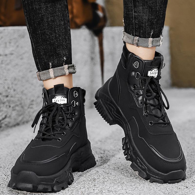 Men's Shoes Autumn Non-slip Yellow Outdoor Work High-top Tooling Shoes New Men's Sports Martin Boots Black Leather Boots