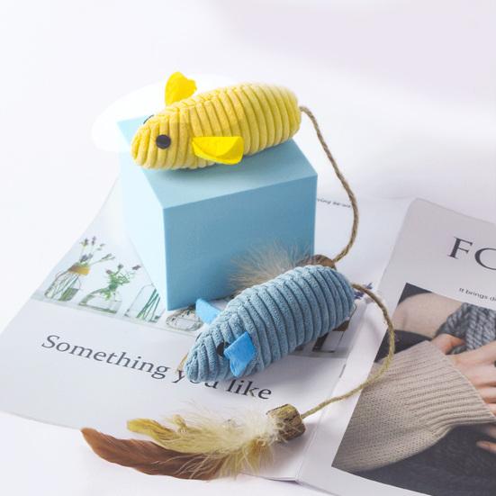 Plush Mouse Cat Toy Stuffed Mouse with Silver Vine Interactive Cat Mouse Toy with Tail Feathers Bell Kitten Kicker Toy Stimulates Hunting Instinct for