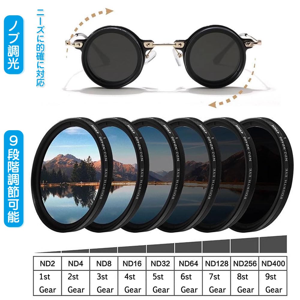 Adjustable Beach Levels Adjustable Polarized Round Graduated Tint Sunglasses with ND9 Suitable for Outdoor and [LJJDBZYD] Men's Sunglasses, 1-9