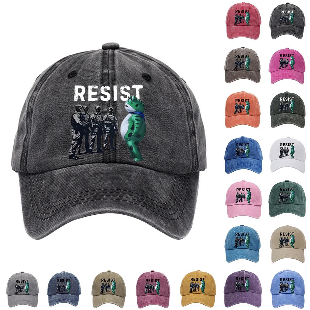 Men's Washed Cotton Baseball Cap With Printed Distressed Soft Top Denim Hat, Vintage Hat