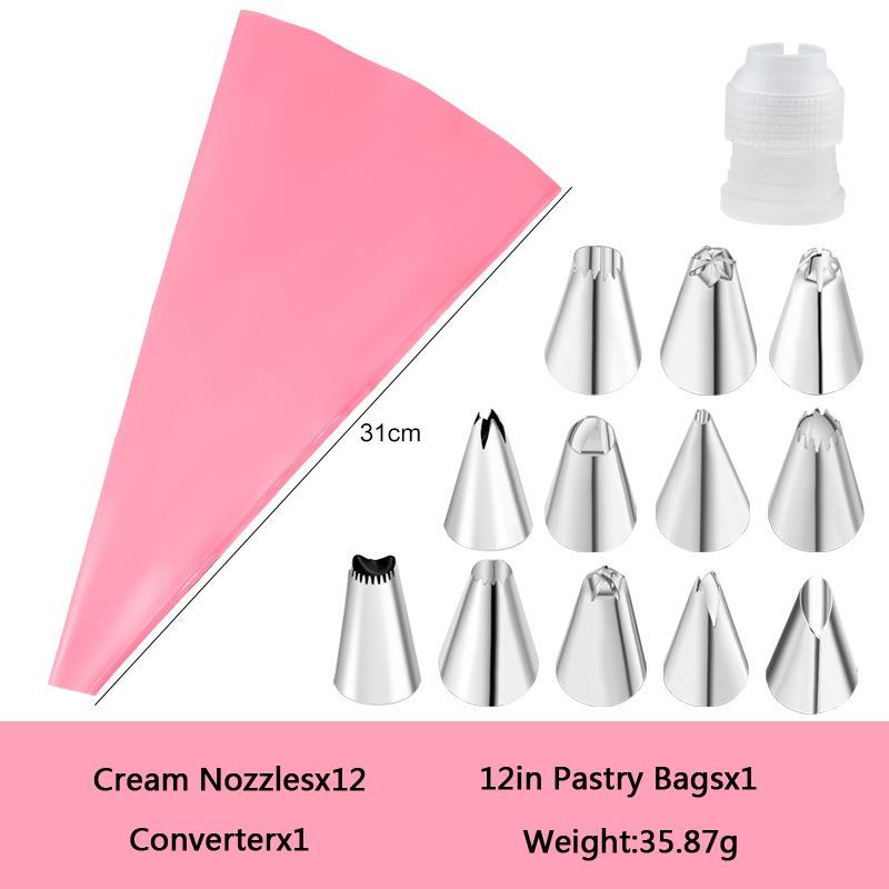 14/29 Pcs Cream Nozzles Set Kitchen Bakery Cake Icing Piping Cream Cake Decorating Tools Accessories Reusable Pastry Bags