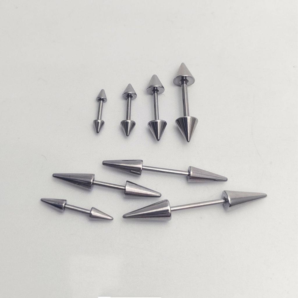 16G Stainless Steel Multi-Purpose Piercing: Ear, Tongue, Nipple - Sharp Cone Design