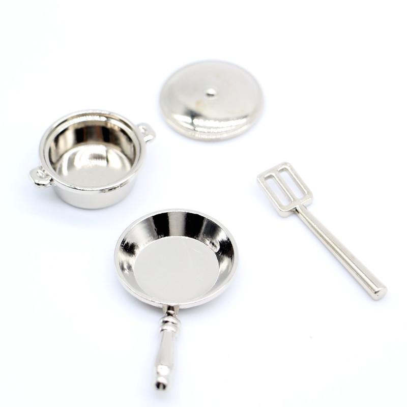 Puppenhaus Miniatur Küchenutensilien: Kochgeschirr aus Legierung, Speiseteller & Zubehör für OB11