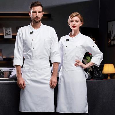 Muži a ženy módní jídelna restaurace hotel šéfkuchař pracovní oděvy s dlouhým rukávem dvouřadá kuchařská bunda