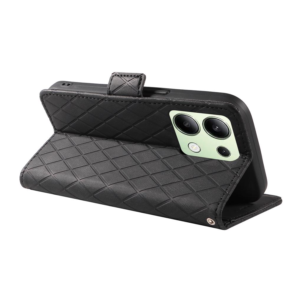 For Xiaomi Redmi Note 13 4G Leather Case Wallet Phone Cover Rhombus Pattern