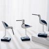 Wooden Seabird Figurine Ornament Desktop Decor with Stable Base Retro Distressed Blue White Coastal Style for Bedroom Living Room Study