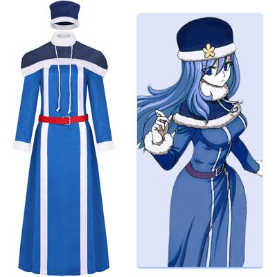 Anime Fairy 100 Years Quest Juvia Lockse Cosplay Costume Halloween Carnival Party Adult  blue Dress Sashes Mini Cloak For Woman