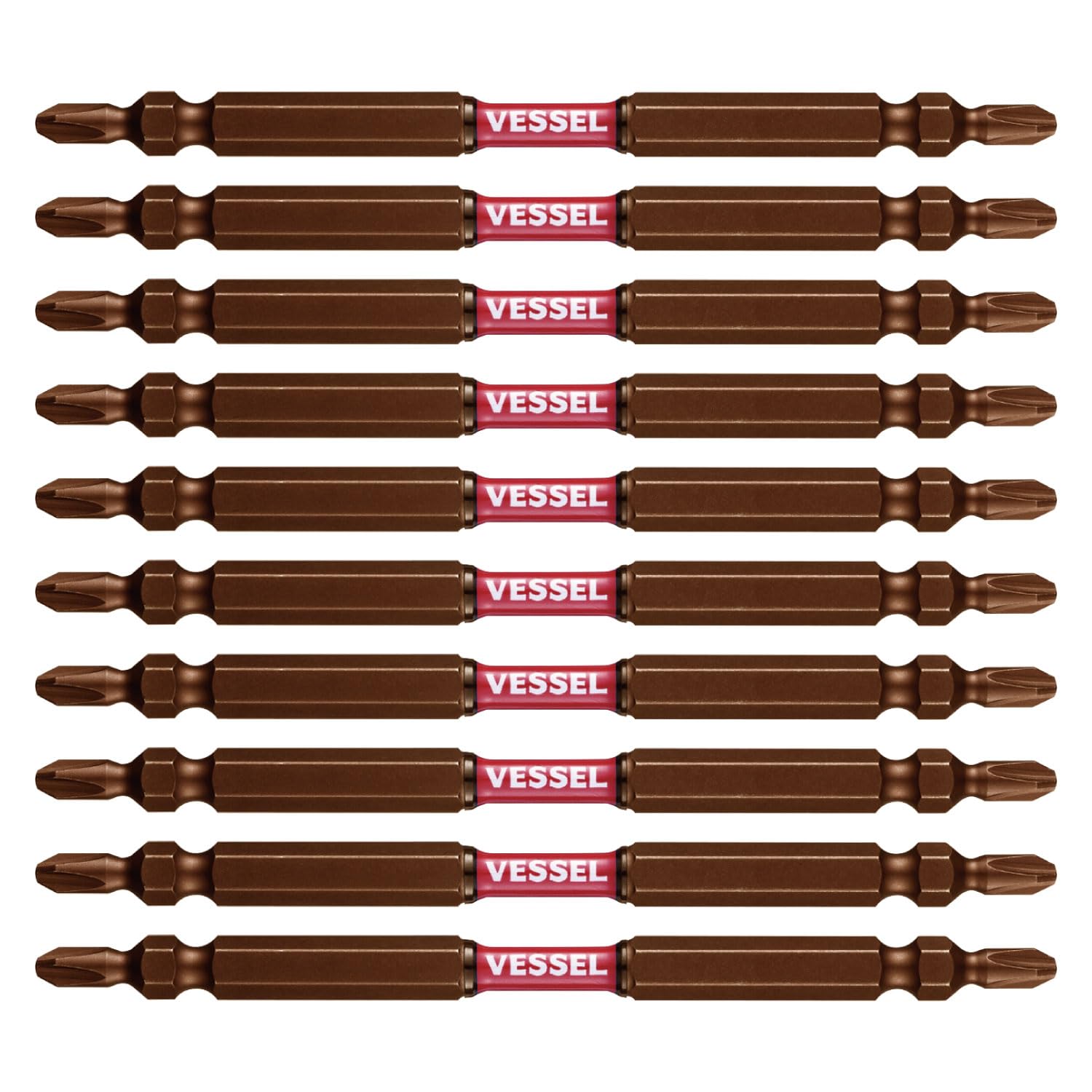 

VESSEL Sakisbo Slim Torsion x x SDT10P2110F Bit, Double-Headed, +2 4.5 110mm, 10-Piece Set,