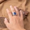 Wholesale Retro Party Jewelry Hot-Selling Cross-Border Turkish Style Oval Sapphire Ring for Men Silver Plated