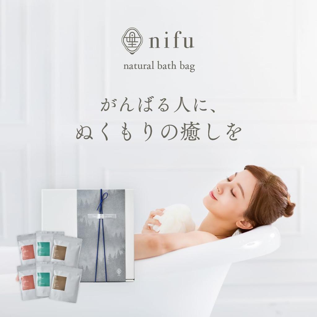 nifu Natural Bath Bag Types x 2 Gift Bath Salts for Gentle on Made in Natural No Beautiful Perfect for Luxury Gift [3 Boxes] Women, Skin, Japan,