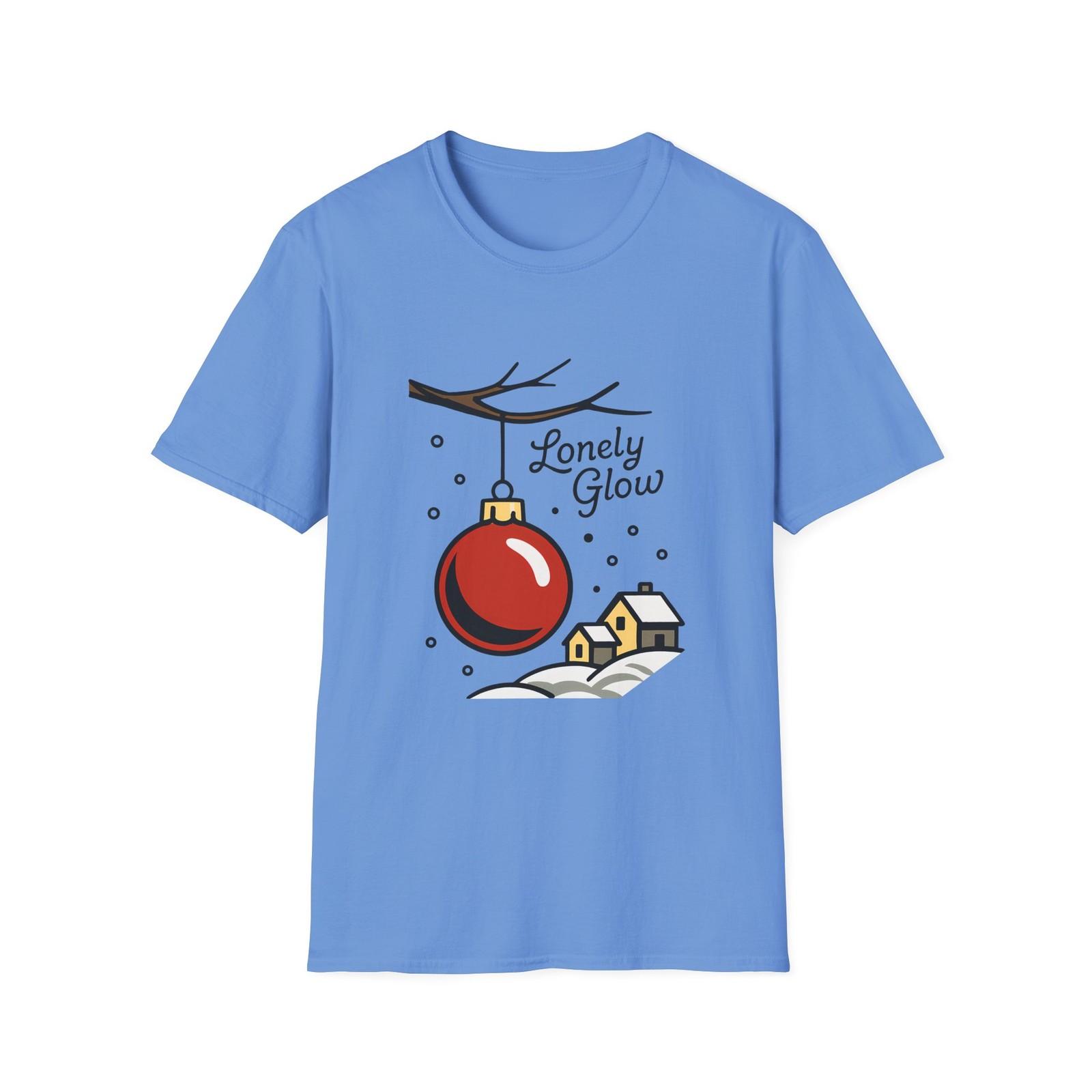 Unisex Softstyle T-Shirt Mens Womens Tees Top Red Ornament Snowy Christmas Winter Emotional Holiday S