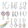Dazzling 925 Sterling Silver Sparkling Colorful Gemstone Balloon Heart-Shaped Earrings Dream Party Gifts