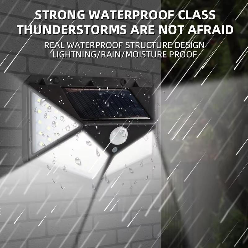 Solar Powered 100 LED Outdoor Wall Light with Motion Sensor IP65 Waterproof for Garden Railings Gazebos Decorative Lighting