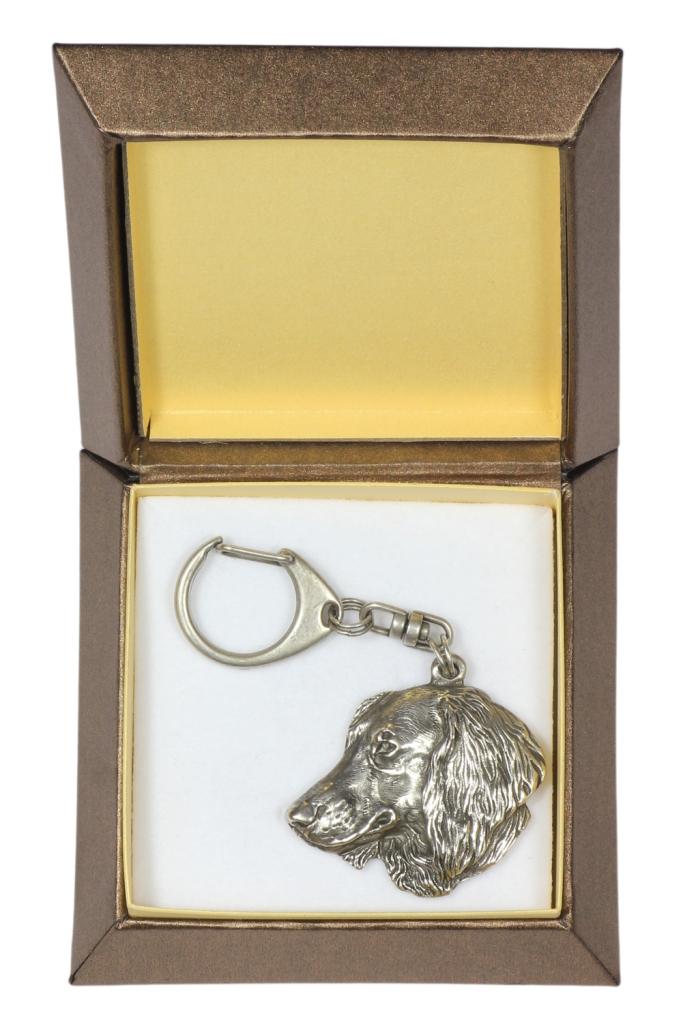 Dachshund IV - Silver-plated key ring with a dog in a gift box, handbag decoration, backpack pendant by Art-Dog brand