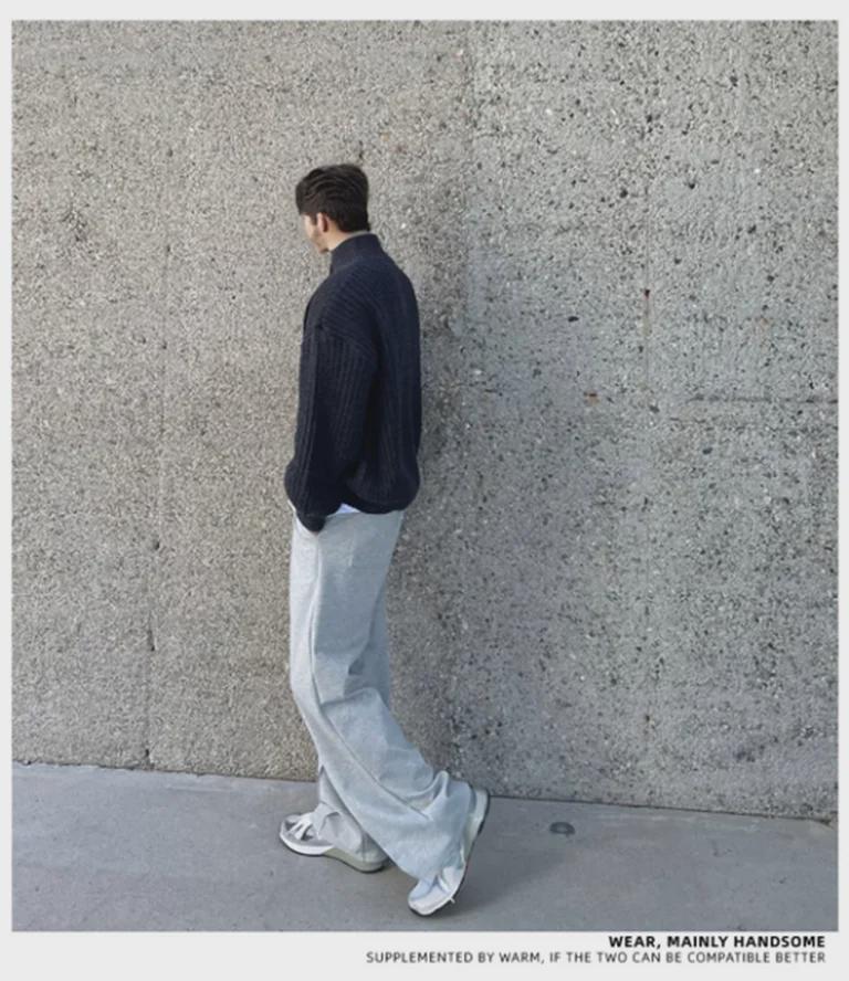 Chaqueta Cárdigan de Punto Retro Coreana con Cuello Mao para Hombre