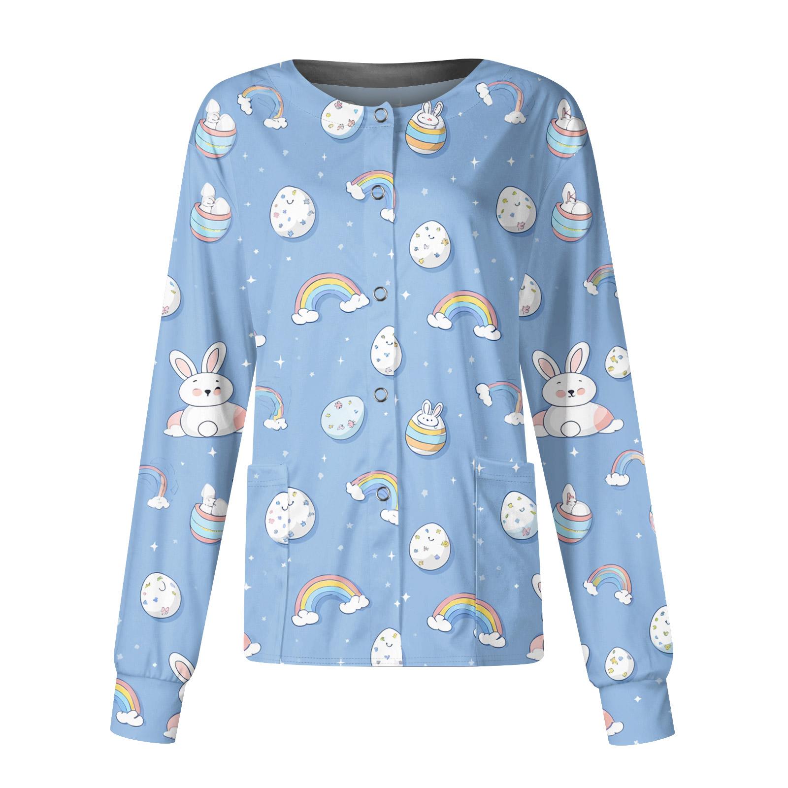 

Women s Casual Fashion Long Sleeve Stand Collar Single Breasted Plant Print Uniform Jacket Top L ціан