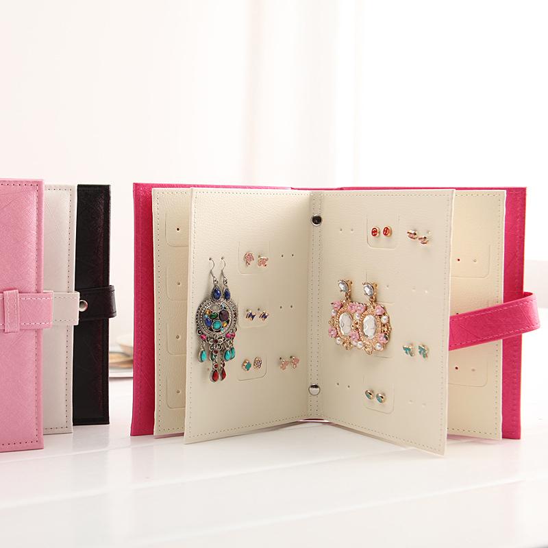 Multifunctional Earrings Storage Book Creative Jewelry Box Leather Earrings Storage Book Organizer Rings Ear Stud Holder