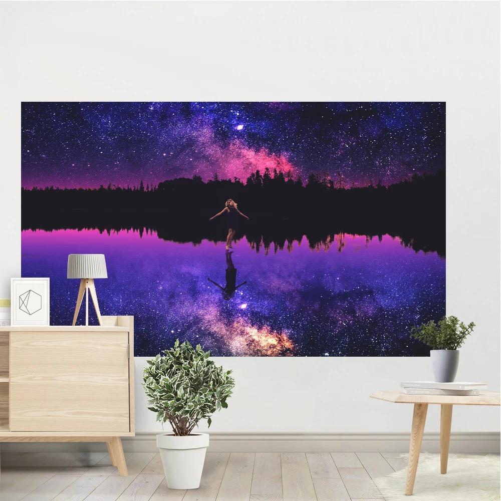 

Гобелен со сценой звездной ночи, гобелен для спальни, гостиной, украшение стены дома, гобелен 100x75cm