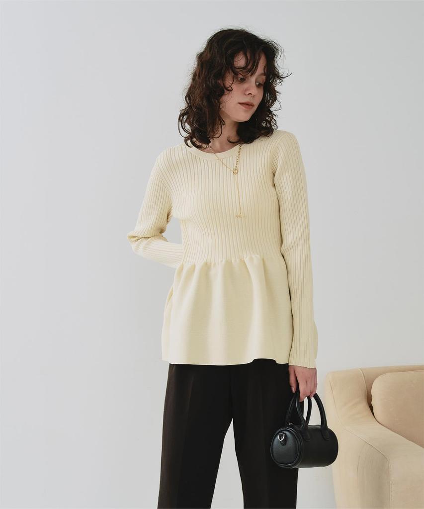 Titibait AFXP4187 Peplum Knit Size L Women's Two-Way Top, Ivory,