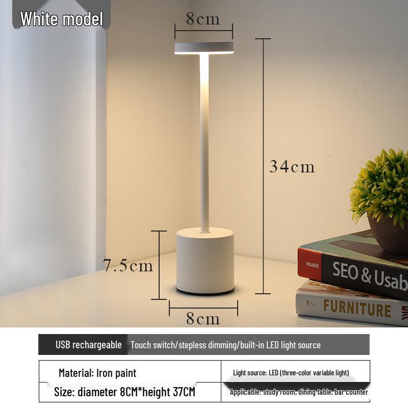 

Minimalist I-shaped LED Table Lamp - Rechargeable Touch Metal Design for a Japanese Ambiance Tri-color Stepless Dimming - Rechargeable