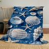 1PC shell starfishOutdoor Flannel Blanket - Soft Plush Decor for Picnics, camping, Bedroom,All-Season Cozy Gift for Christmas, Lightweight 1343A