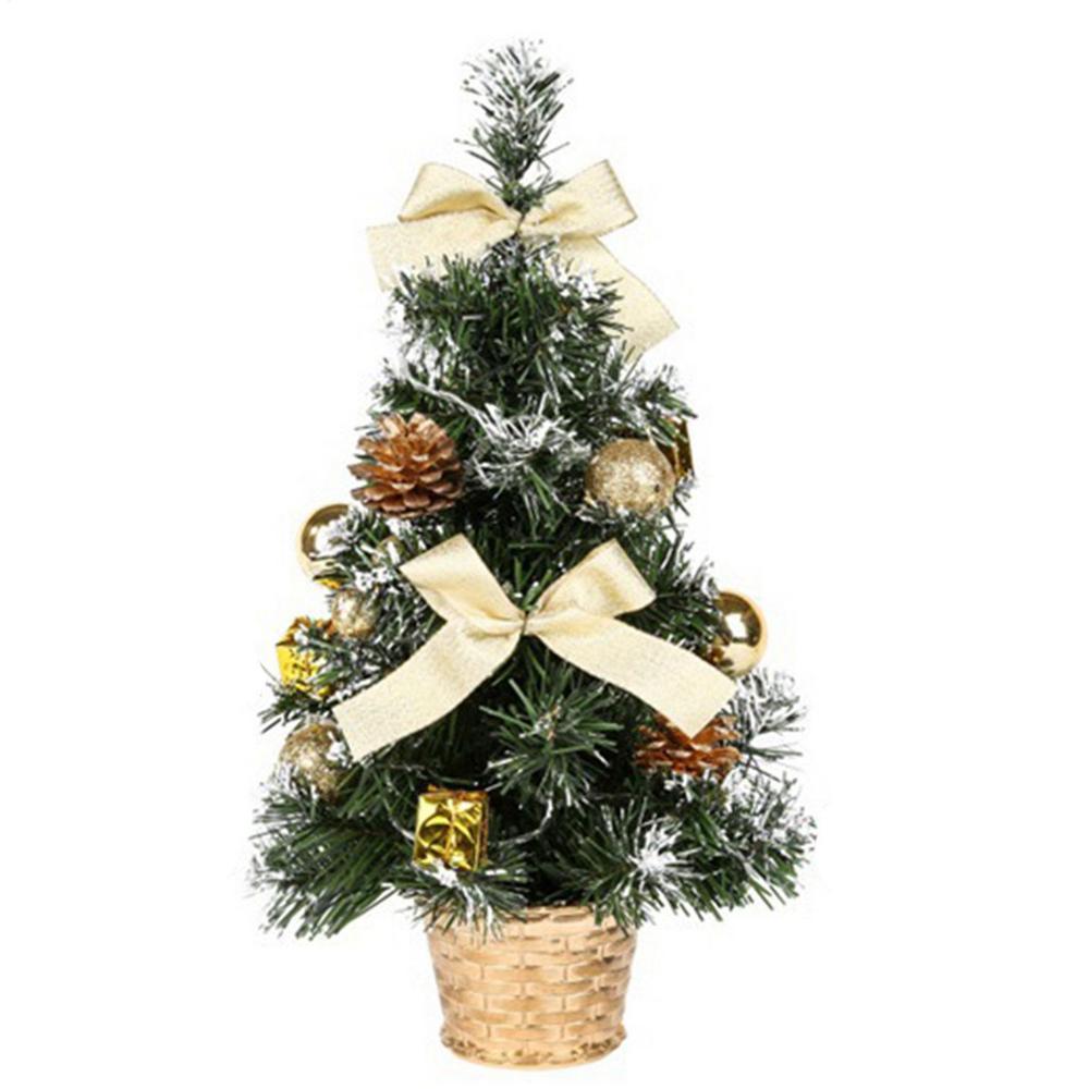 40 см Настольная светодиодная рождественская елка Маленькая искусственная елка Плотная заснеженная матовая искусственная рождественская елка с шишками A