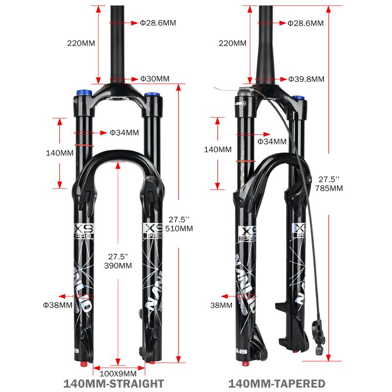 Воздушная вилка Nanlio X9 PRO для MTB 26 27.5 29 дюймов, стойки 34 мм, ход 140/160 мм, масляное демпфирование, BOOST QR