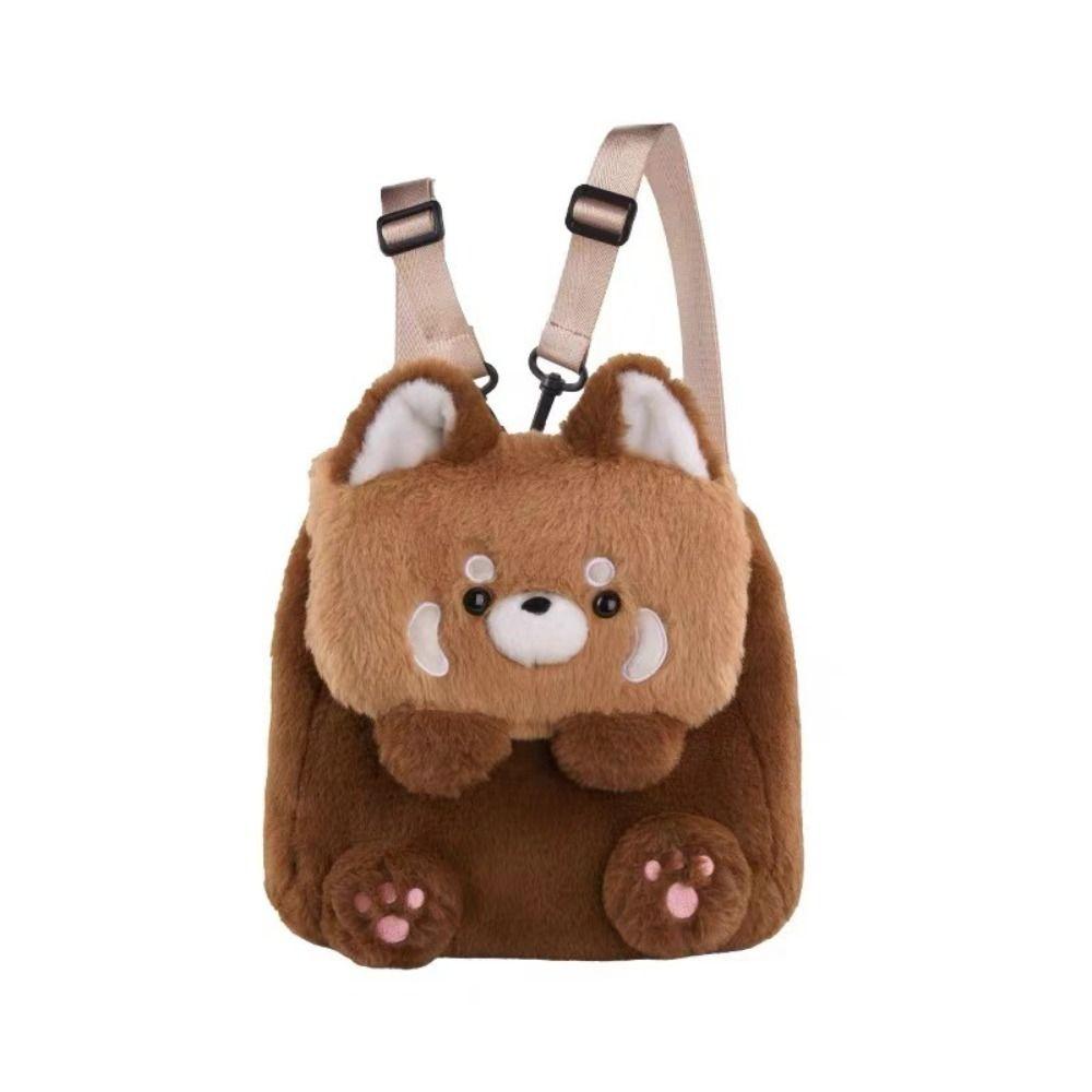 Soft Red Panda Backpack Animal Plush Red Panda Bag with Tail Fashion   School Bag