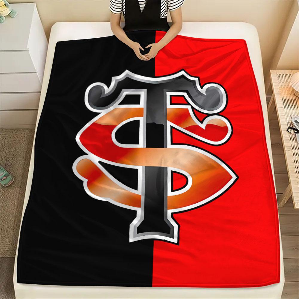 1PC Stade Toulousain Patterned Flannel Blanket Suitable For All Seasons for Home Decor Warmth and Comfort Gifts Holiday Present
