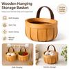 Wood Hanging Storage Basket Handwoven Space Saving Kitchen Organizer Basket Wall Hanging Open Top Decorative Storage Container