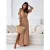 New Cross V Neck Loose Elegant Party Suspender Dress Five-quarter Sleeve Off Shoulder Lace Up Casual Split Sexy Long Dress Party Slim Women's Clothing