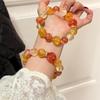 Handmade Natural Yellow Druzy Quartz Fluorite Red Crystal Bracelet Women Original Design High Aesthetic Appeal