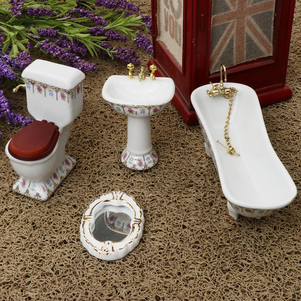 

Bathroom Decor Toilet Bathtub Set Dollhouse Miniature Acc1: 12 # 2
