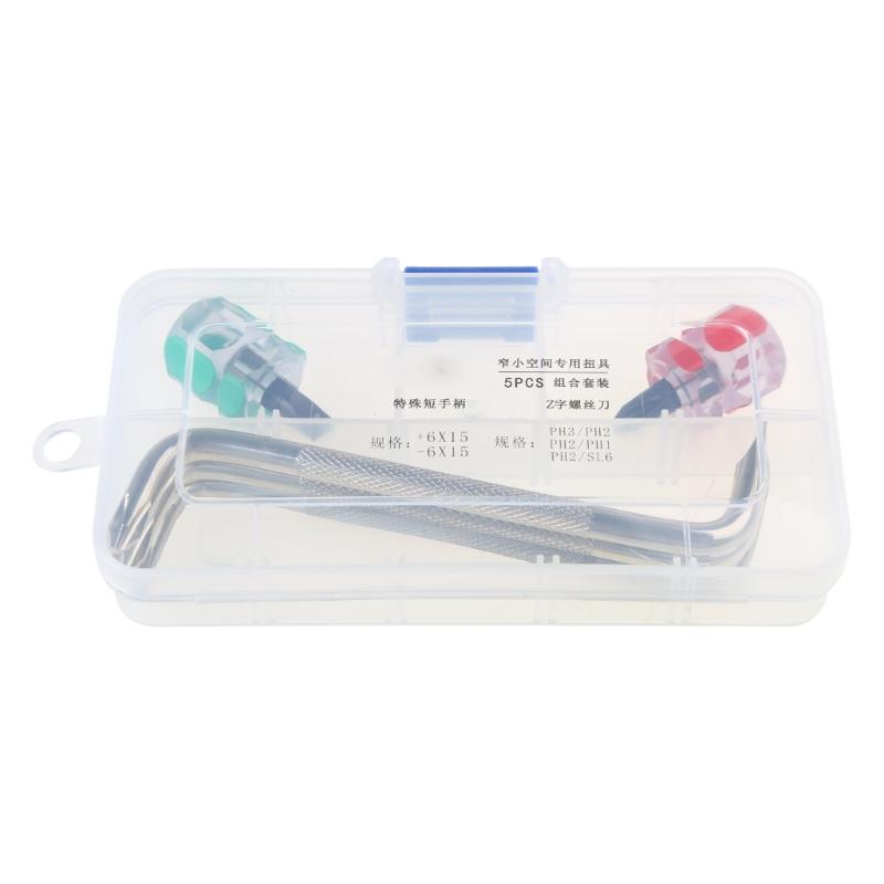 5Pcs Mini Stubby Screwdrivers with ZType Offset Screwdrivers Slotted Cross Double Head Mini Sewing Machine Screwdrivers